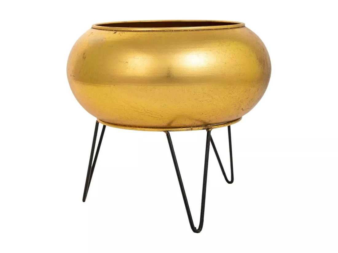Cache-pot avec support en métal doré 29x29x26.5h
