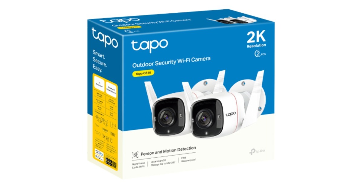 TP-LinkTapo C310P2 Wi-Fi beveiligingscamera voor buiten  (Wit, 2 stuks)
