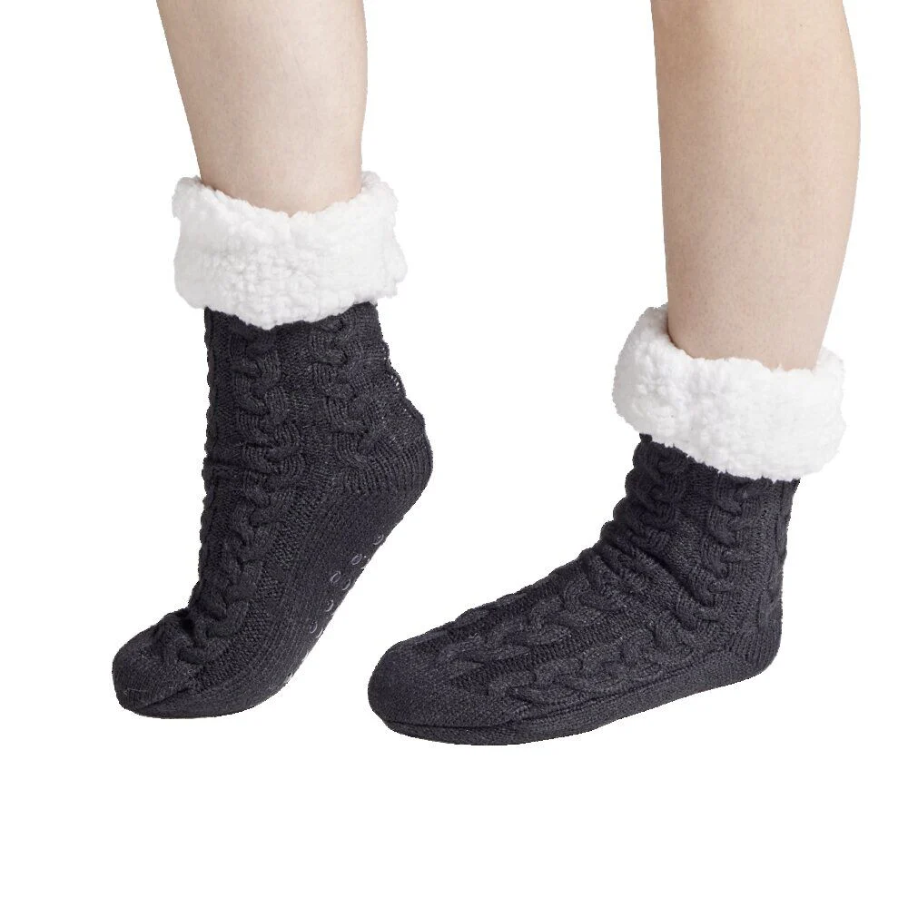 Chaussettes d'intérieur doublées peluche rose TU