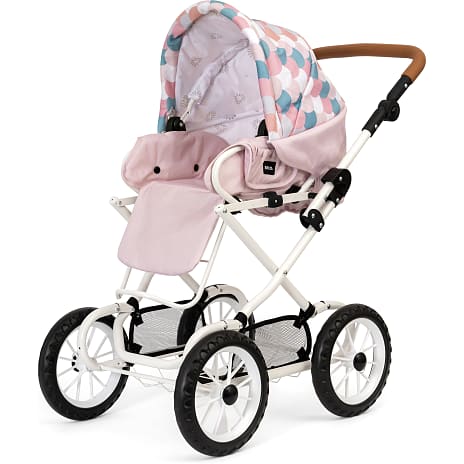 BRIO Kombi dukkevogn, dråbemønster, pink