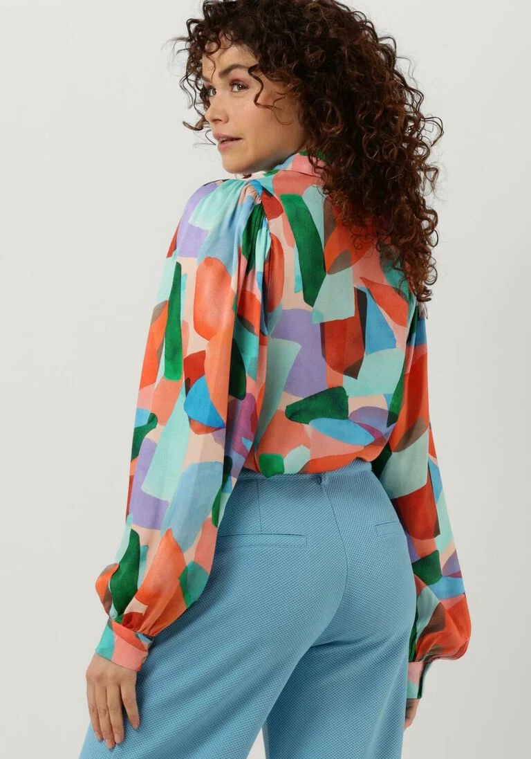 POM AMSTERDAM blauwe pom amsterdam blouse elements 7154