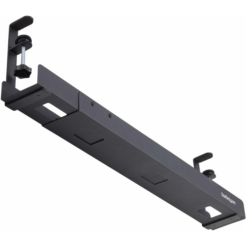 StarTech.com Goulotte Passe Câble Bureau, Organiseur de Câbles Ajustable en Longueur, Installation à Pinces, Aucun Perçage Nécessaire, Support Multiprise, Noir