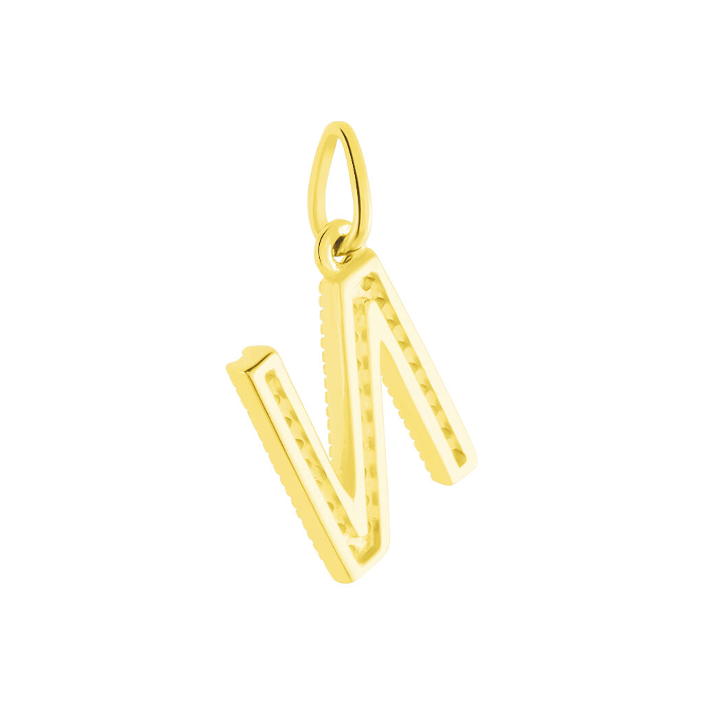 Pendentif Lettre N Or Jaune Oxyde