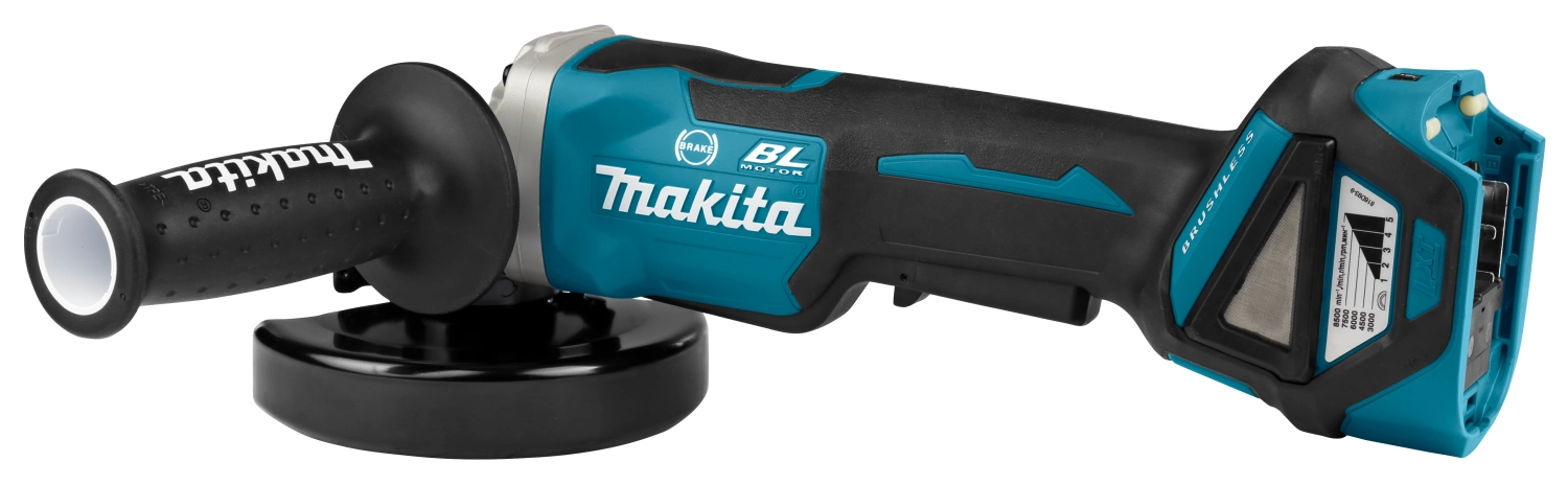 Makita DGA518RTJU 18V Li-Ion Accu AWS haakse slijper set (2x 5.0Ah accu) in Mbox - 125mm - koolborstelloos