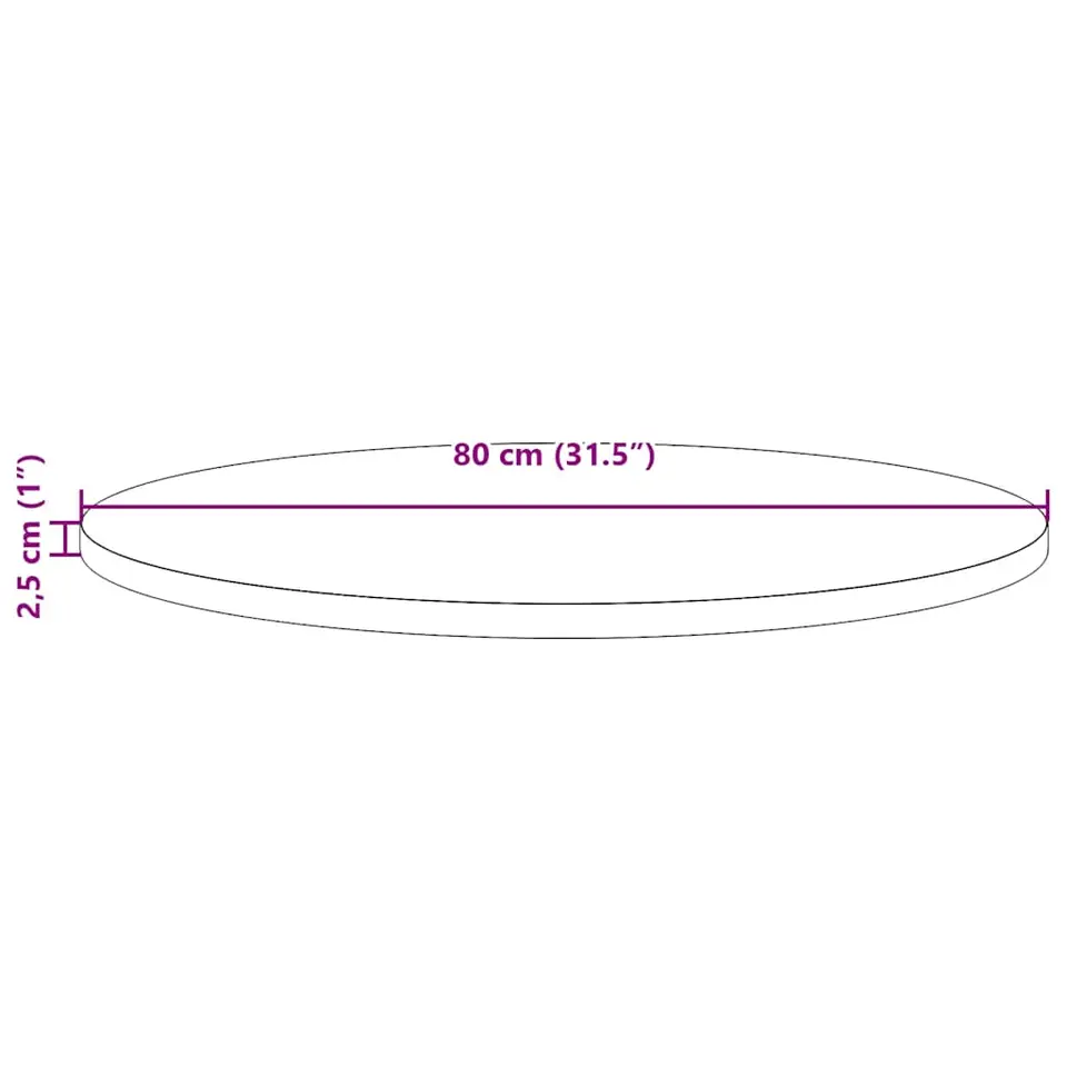 vidaXL - Tafelblad - Bruin - Grenenhout - Ø 80 x 2.5 cm