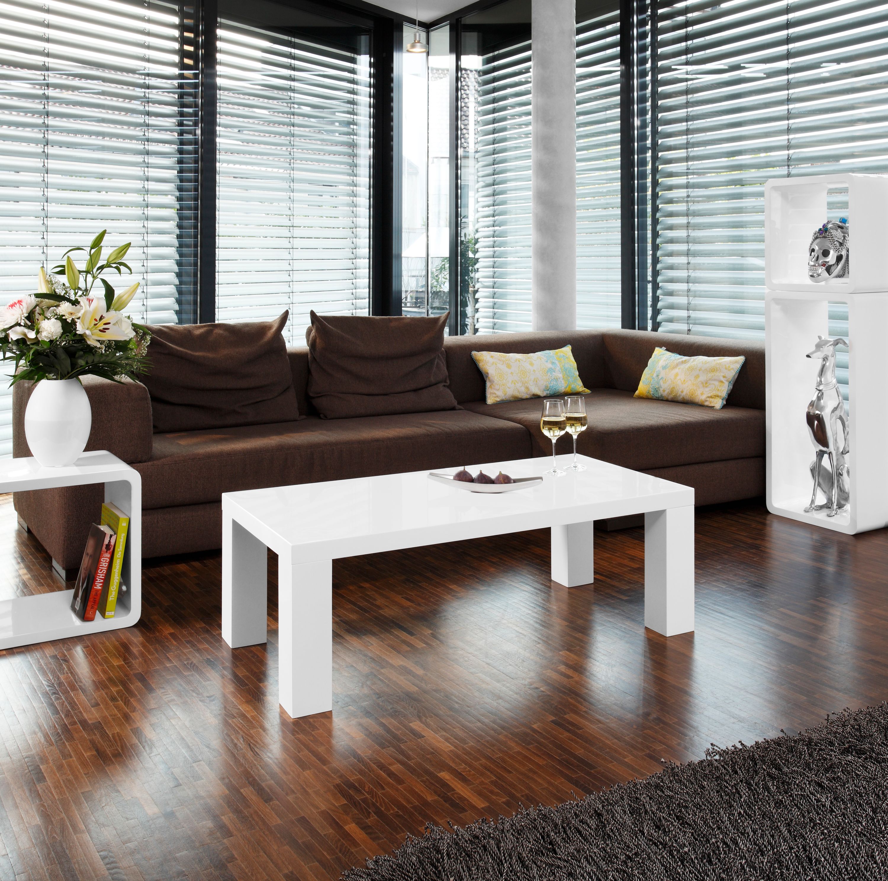 Couchtisch 120x60 hochglanz Beistelltisch Sofatisch Wohnzimmertisch Tisch weiß