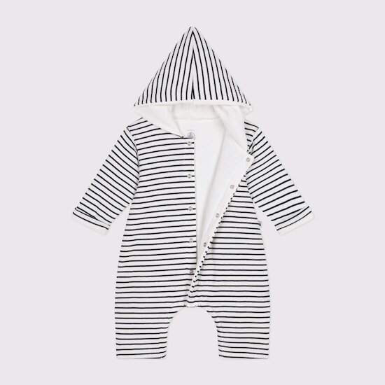 Combinaison longue ouatinée à capuche en coton   Marshmallow        de               Petit Bateau