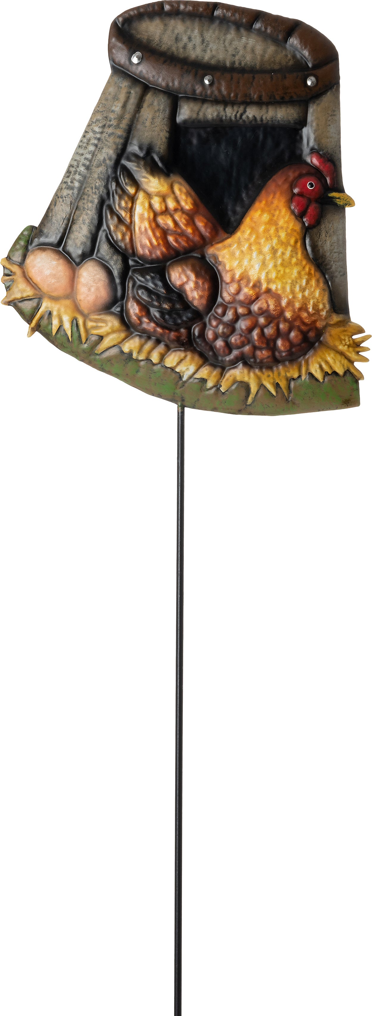 Intratuin tuinsteker kip met huis Martijn geel / bruin / grijs 21,5 x 2 x 89 cm