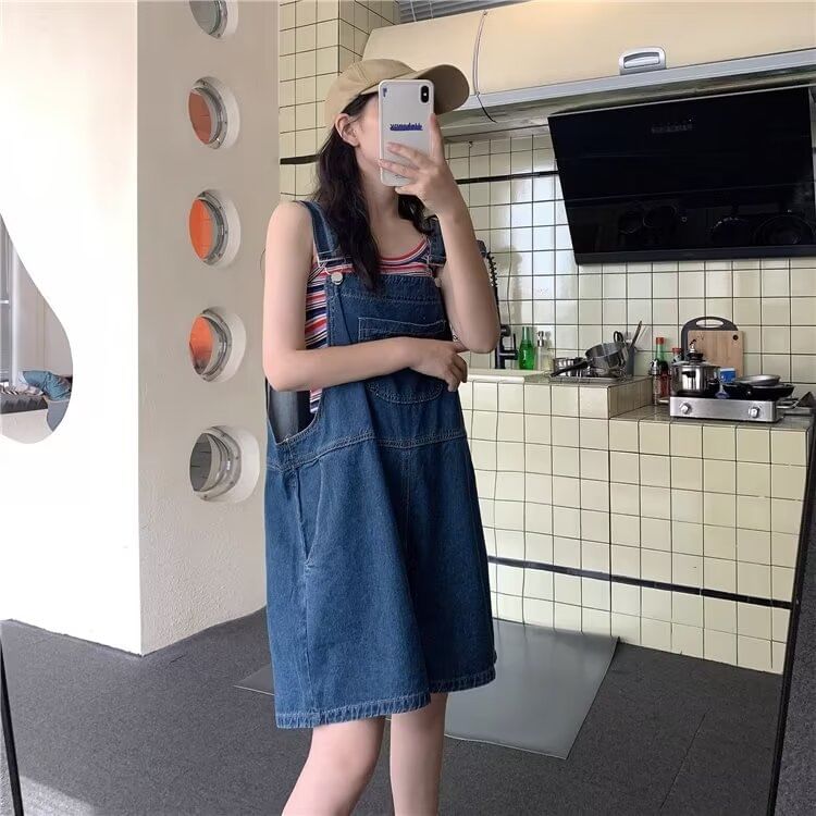 Wildfoea - Gewassen denim wijde jumper shorts