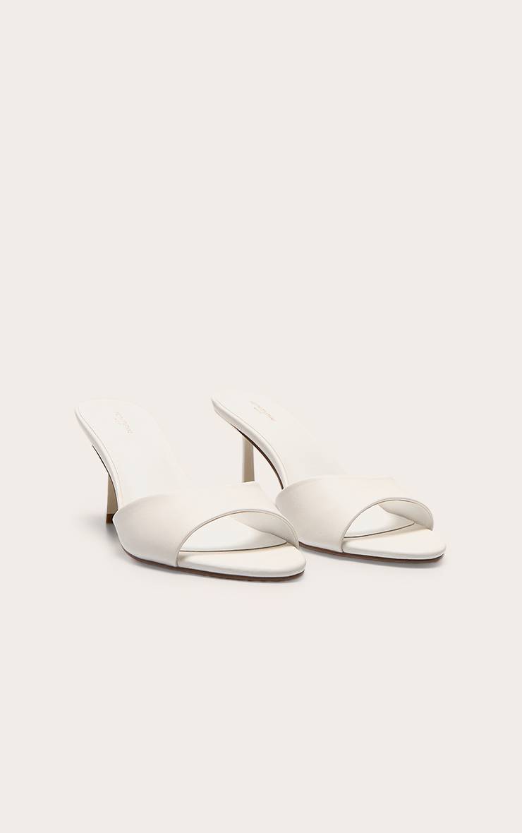 Blanc Mules À Bout Rond En Synthétiquecuir Coupe Large À Talons Moyens