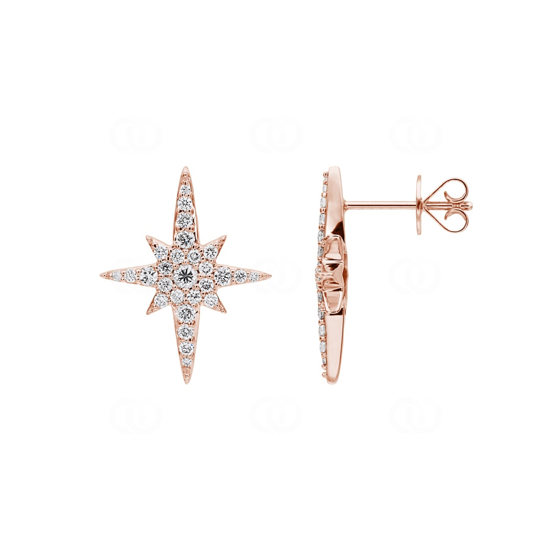 0.50 Karat Diamantohrstecker 750/18 K Roségold Stern