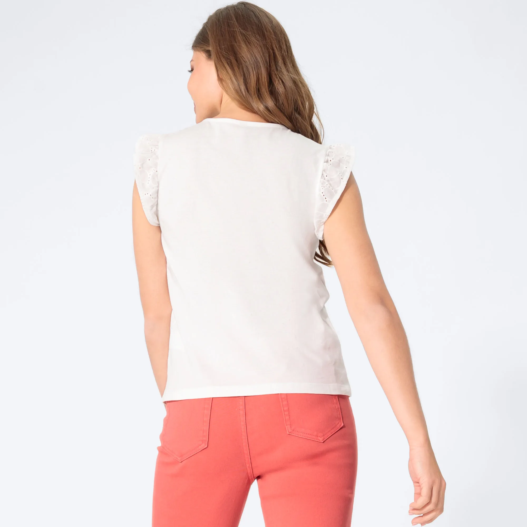 Damen-T-Shirt mit Spitzeneinsatz