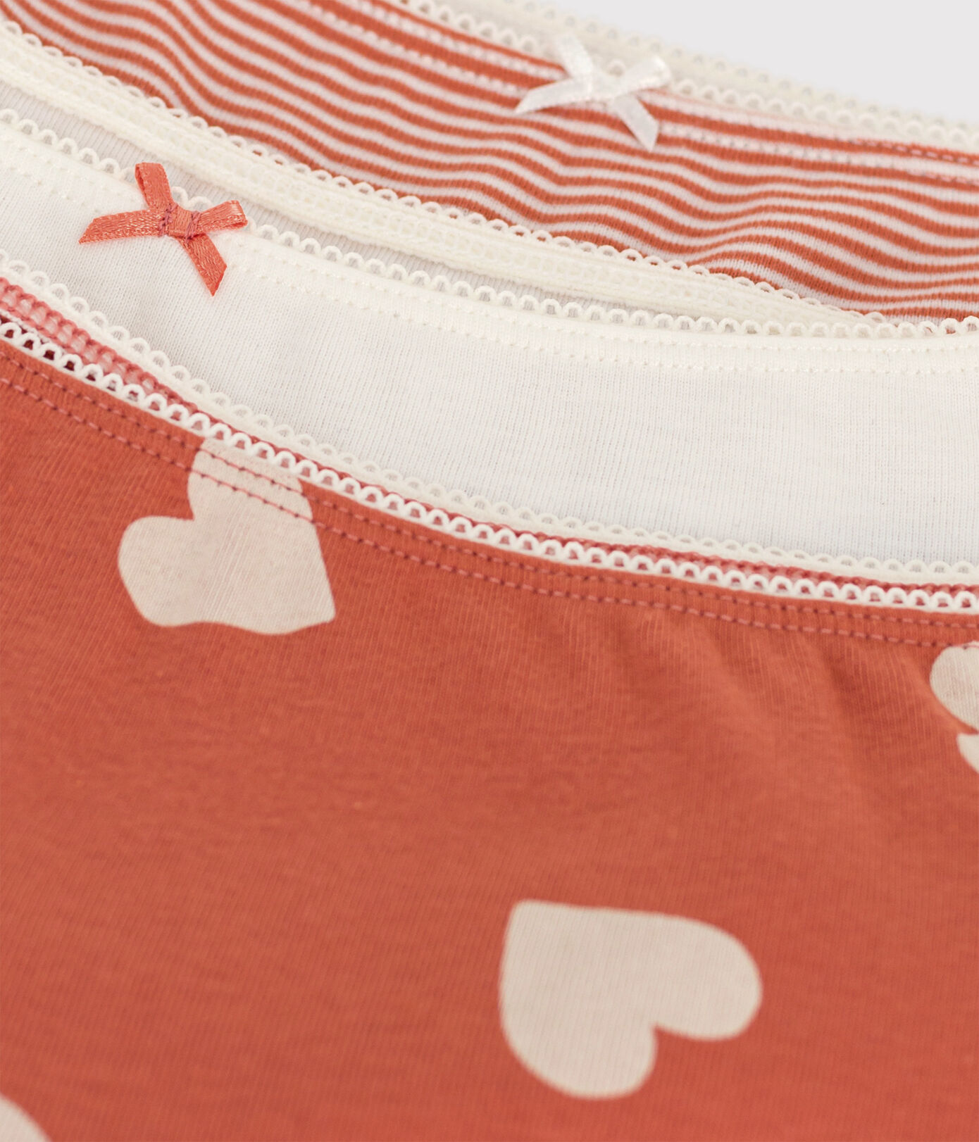 Lot de 3 shorties coeur petite fille en coton
