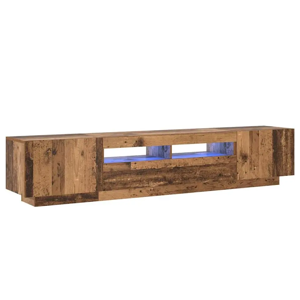 vidaXL - 2-delige TV-meubel - LED-verlichting - Oud hout - 200x35x40 cm
