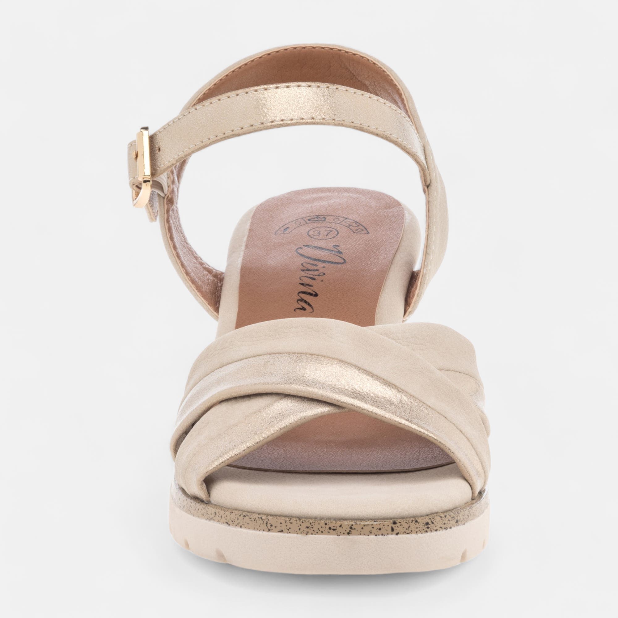 Sandales à talon compensé Femme beige