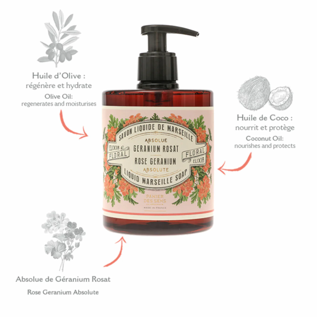 Savon liquide de Marseille Rose Géranium PANIER DES SENS