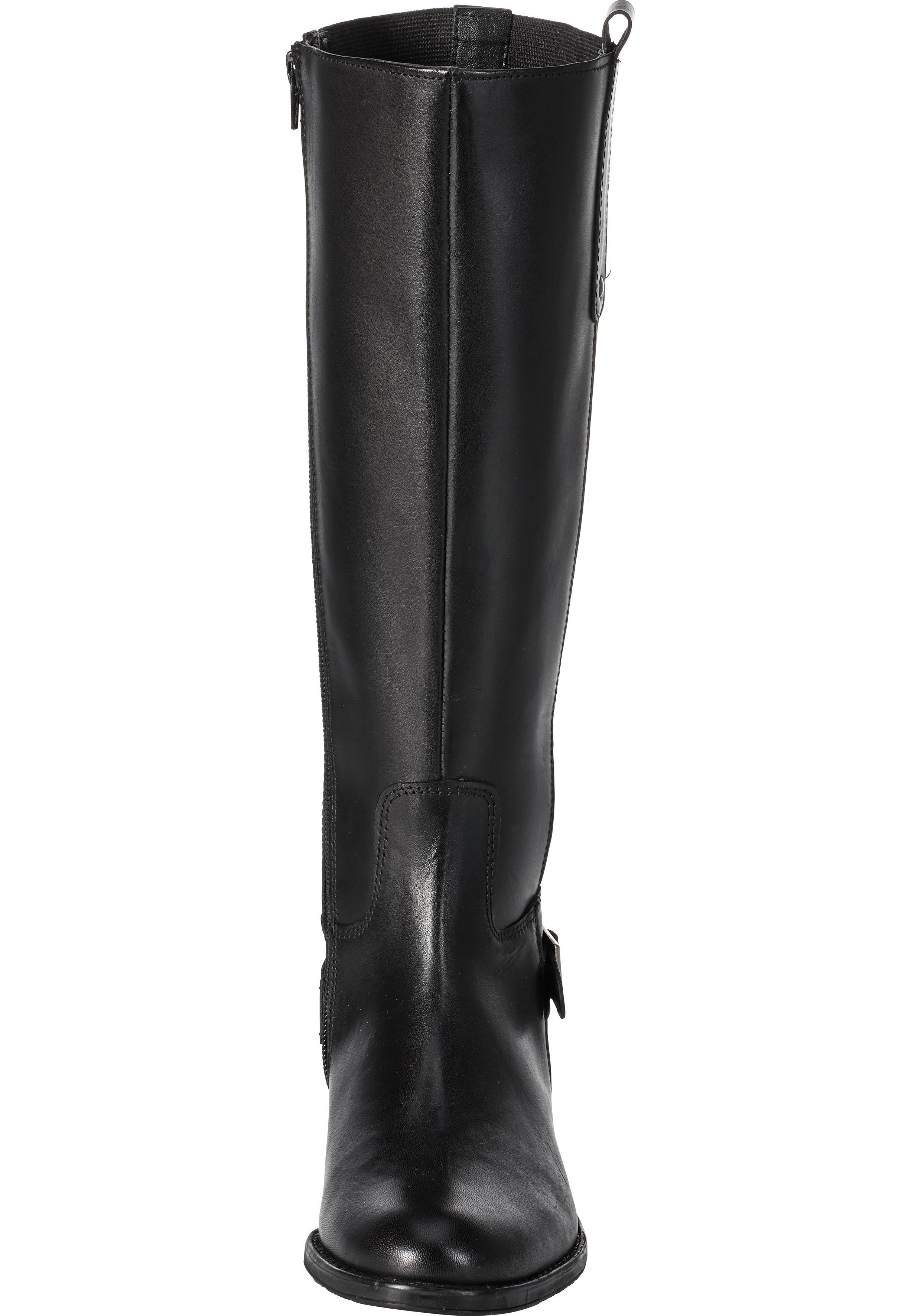 Weitschaftstiefel aus Leder mit Zierschnalle