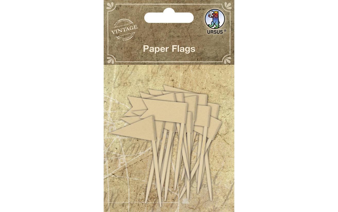 Papier-Set Fähnchen 16 Stück BraunPapierfähnchen auf Zahnstochern