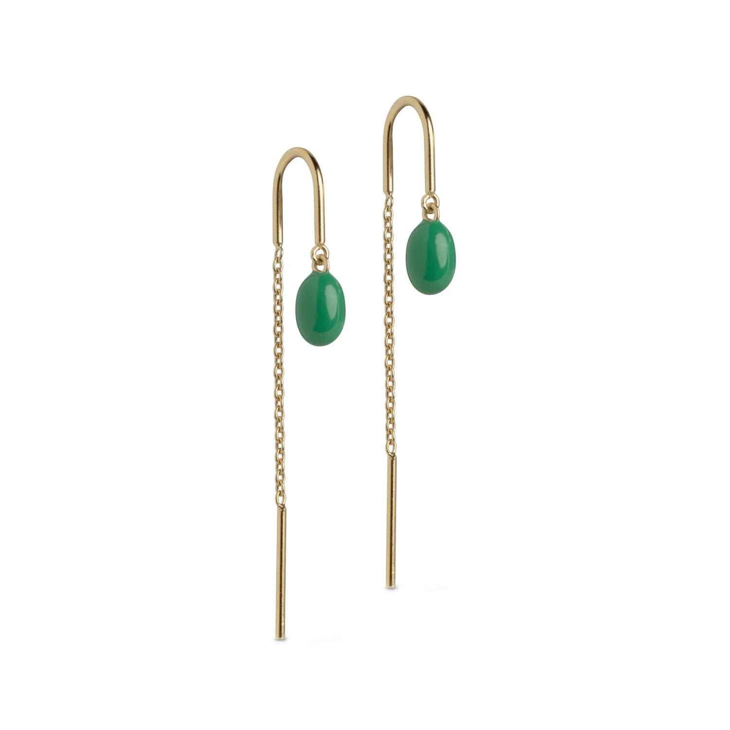 Enamel Eleanor Grass Øreringe 18 kt. Forgyldt Sølv E280GM-Grass-Green