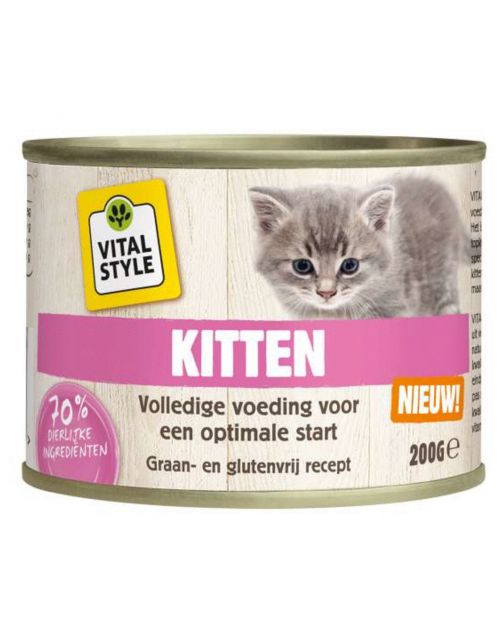 Vitalstyle Kitten - Kattenvoer - Rund Kip Kruiden 200 g