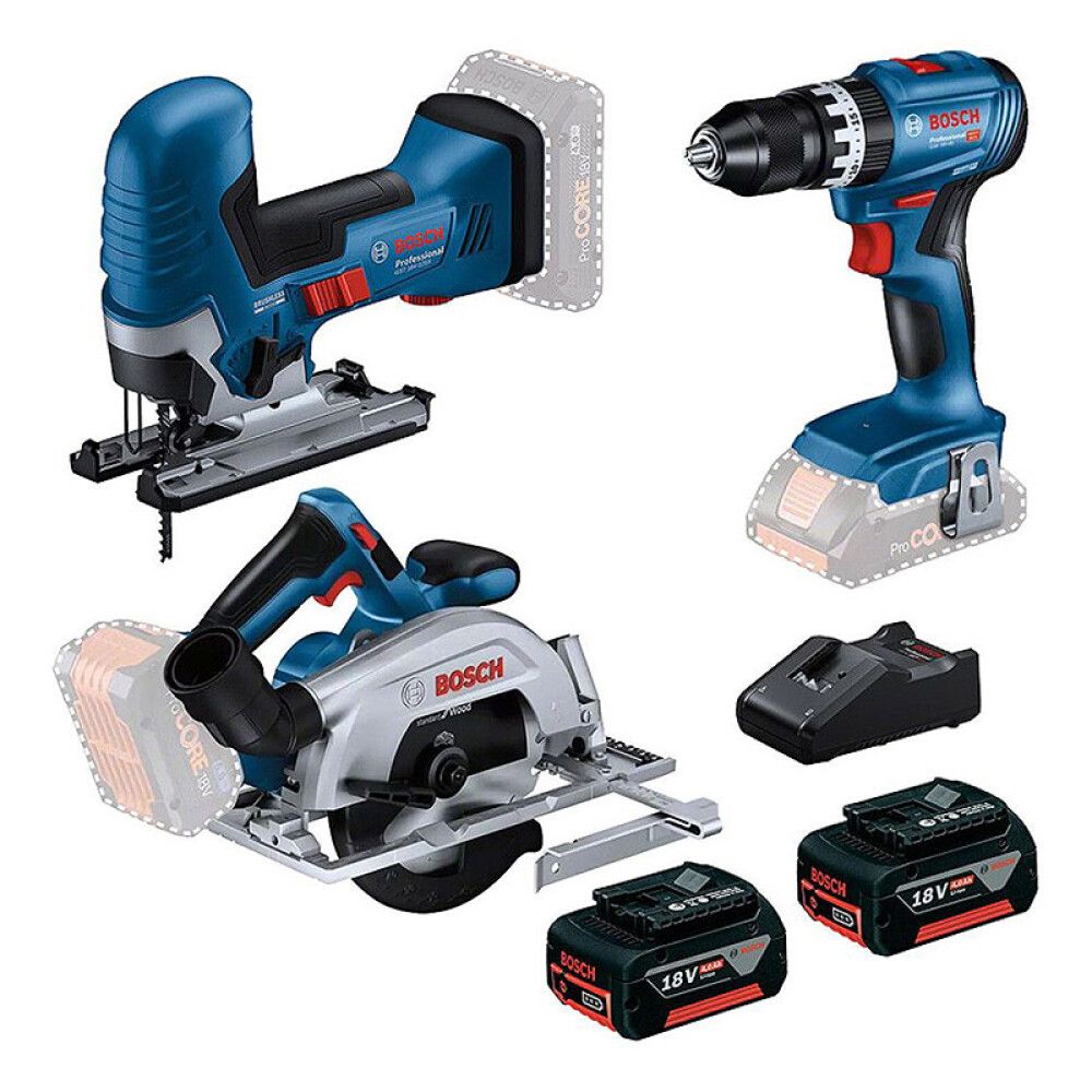 VERKTØYPAKKE BOSCH PROFESSIONAL 18V GSB/GKS/GST 2X4AH