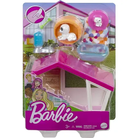Barbie - Mini-Spielset mit 2 Hündchen, Hundehaus und Zubehörteilen