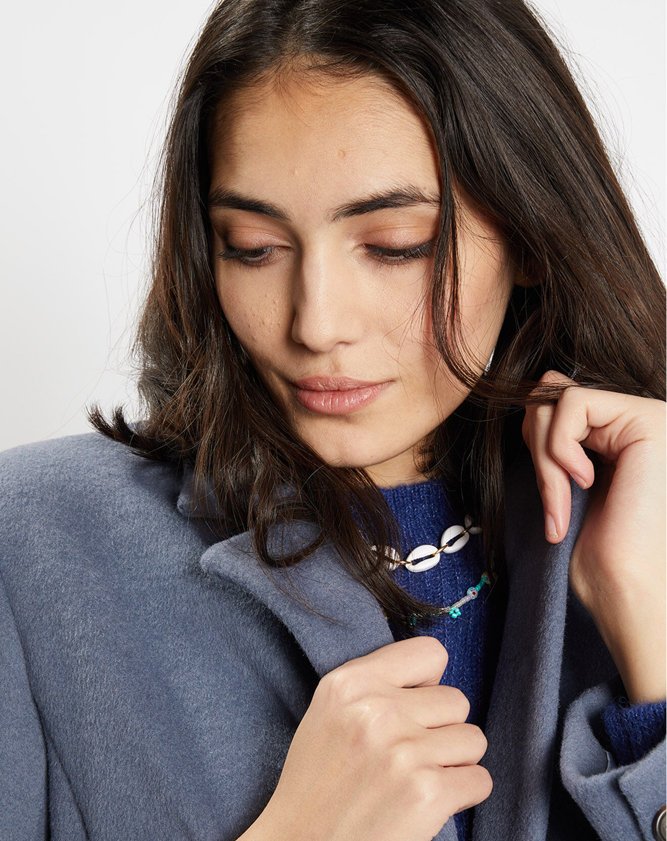 Galeries Lafayette Veste blazer oversize en Laine mélangée Clitch bleu grisé