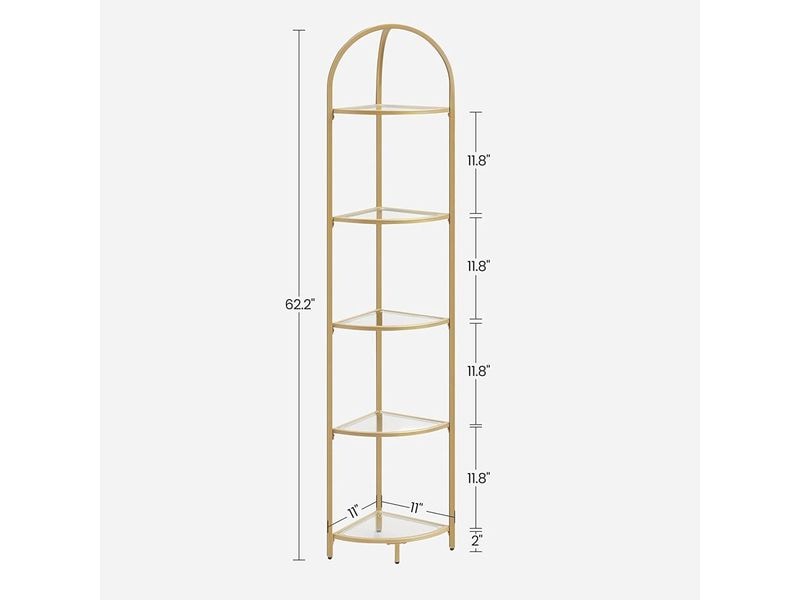 VASAGLE Regal Gold Eckregal mit 5 Ebenen