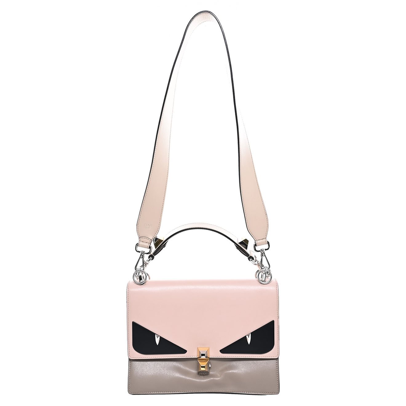 Fendi Sac bandoulière Kan I Monster Eye en Cuir rose - Très bon état - L.25 cm