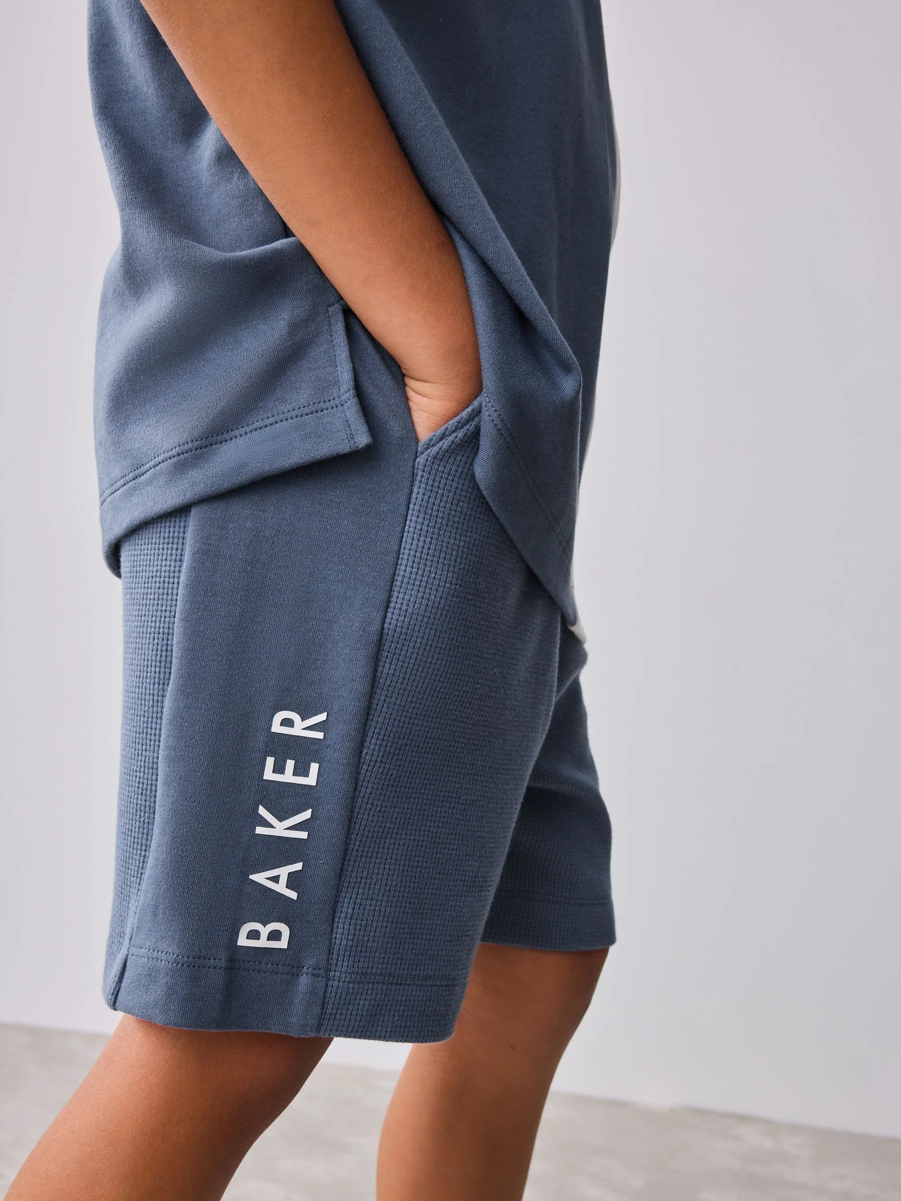 Blauw - Baker by Ted Baker Colourblock Varsity T-Shirt and Shorts Set