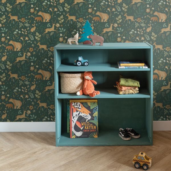 Estahome Bos Met Bosdieren Behang III - 0,53 x 10,05 m - Donkerblauw / Beige
