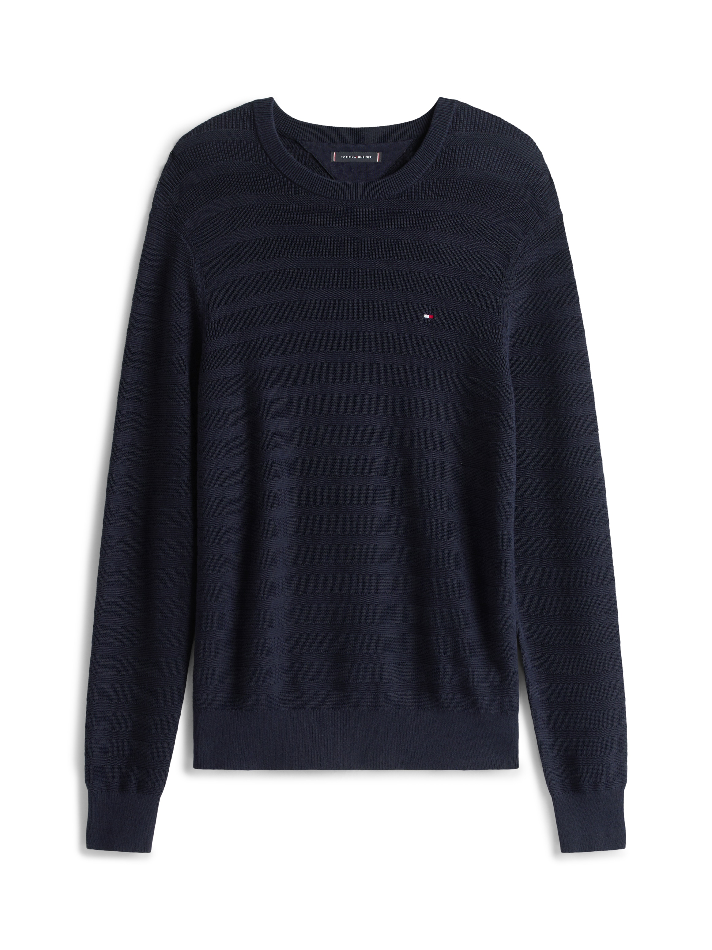 Tommy Hilfiger Rundhalspullover »STRIPE STRUCTURE«, regular fit, leicht überschnittene Schultern