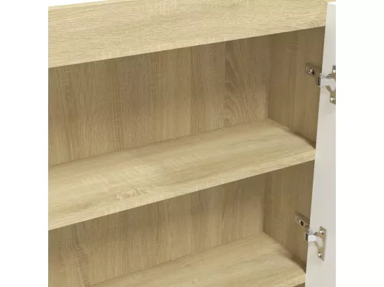 Armoire à miroir de salle de bain 80x15x60cm MDF Blanc et chêne