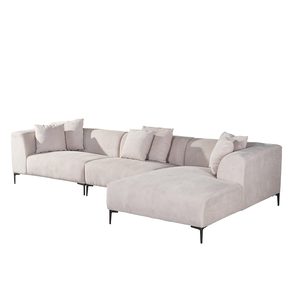 HOME DELUXE Ecksofa TORINO Beige Rechts