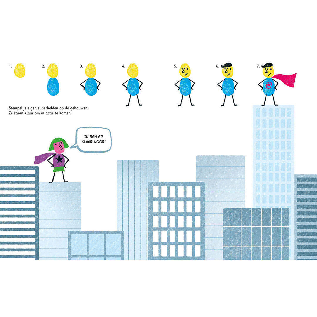 Usborne stempelen met je vingers - superhelden