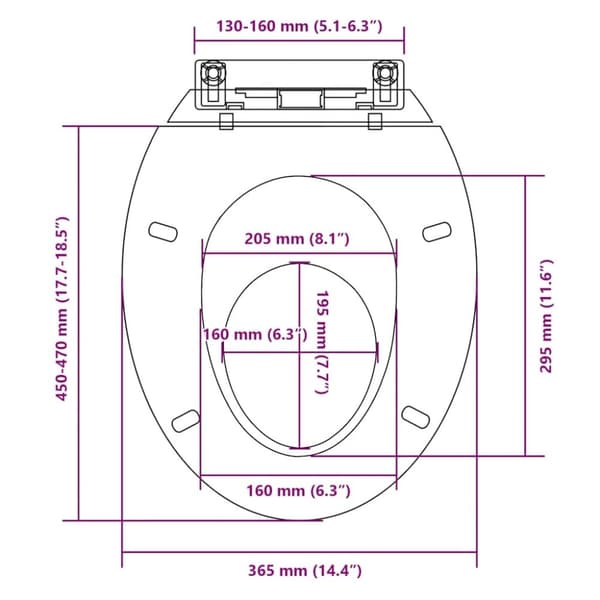 vidaXL Mykt-lukkende toalettstol oval