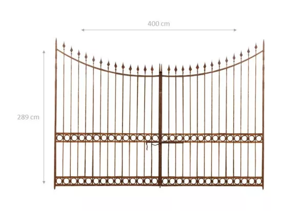BISCOTTINI Portail - Fer Forgé Finition Antique - Clôture en Fer - Portail en Métal - Porte Décorative - Portail d'Entrée - 400x10x289cm - Une Pièce
