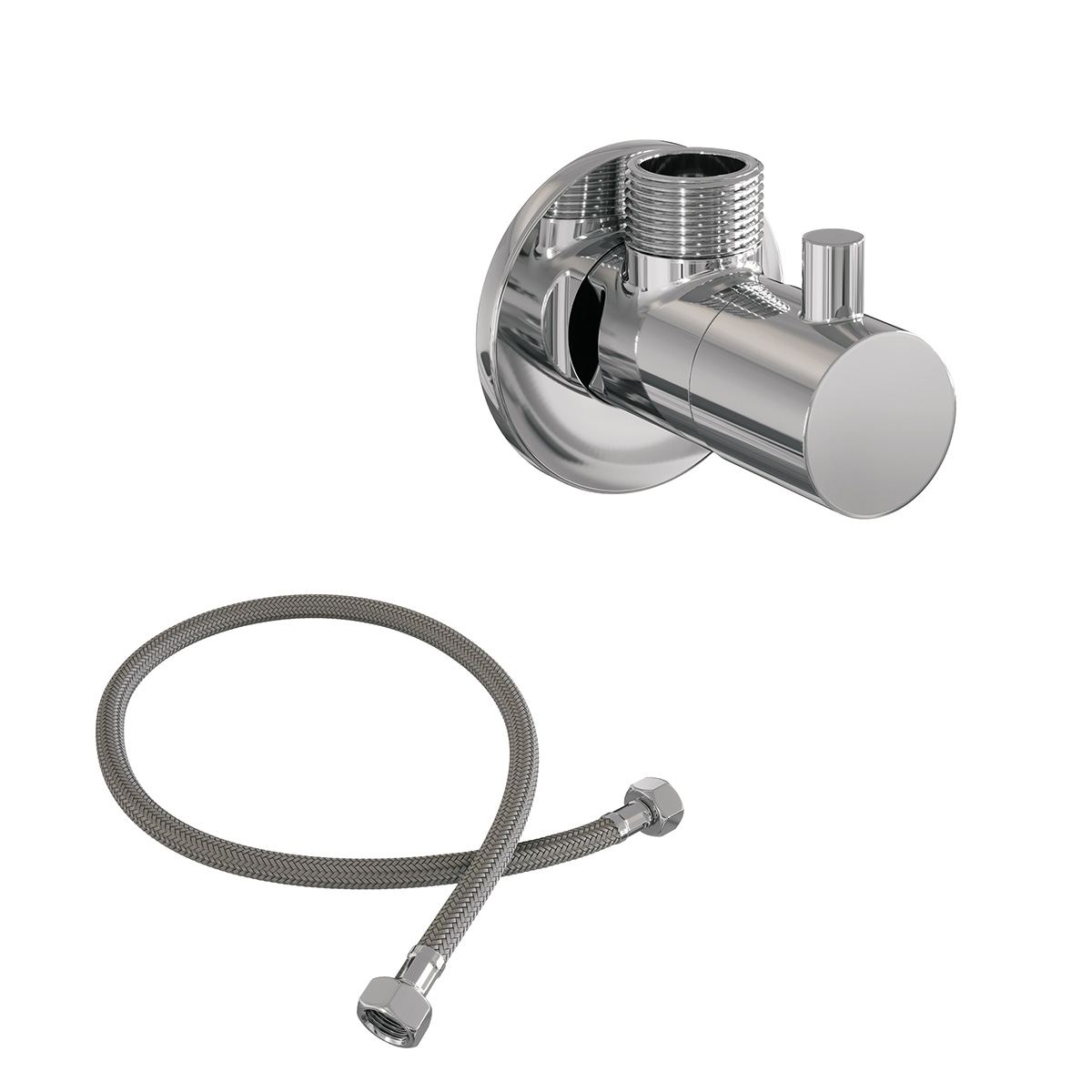 Brauer Chrome Edition hoekstopkraan compleet met slang chroom