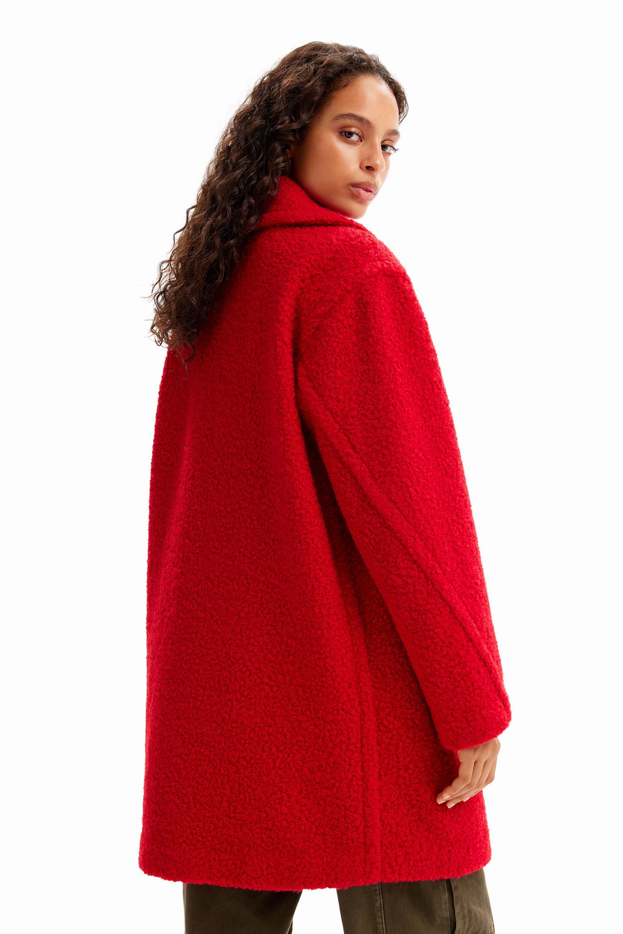 Manteau croisé bouclé