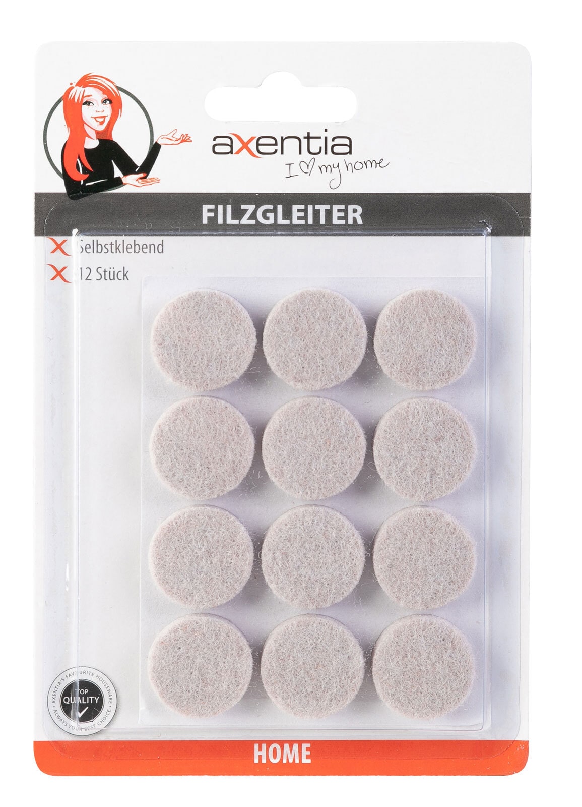 Filzgleiter 12er Set 2x0,5 cm Filz grau