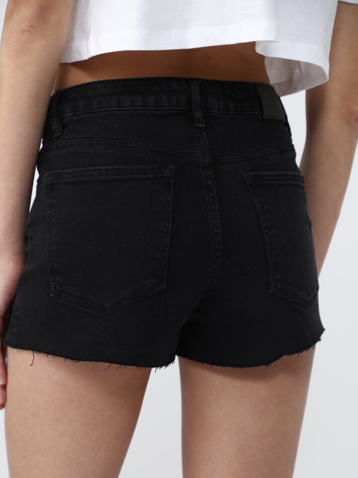 Shorts jeans rasgados - Preto