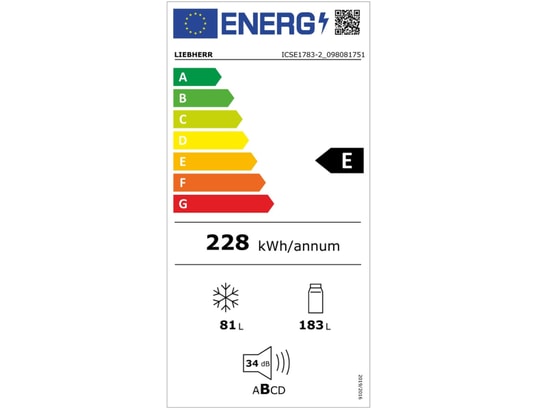 LIEBHERR - Réfrigérateur congélateur encastrable ICSE1783-2, Pure, 264 litres, EasyFresh