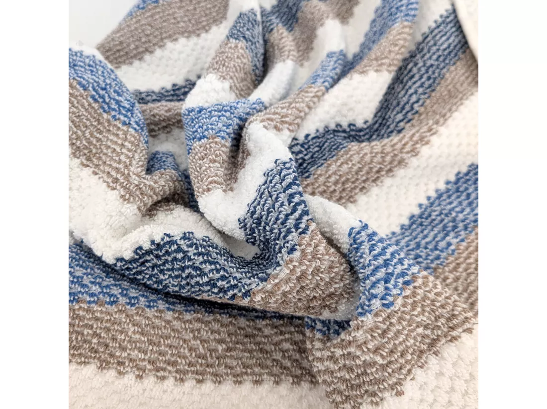Serviette de toilette 50x100 cm pur coton collection VISTA blanc bleu