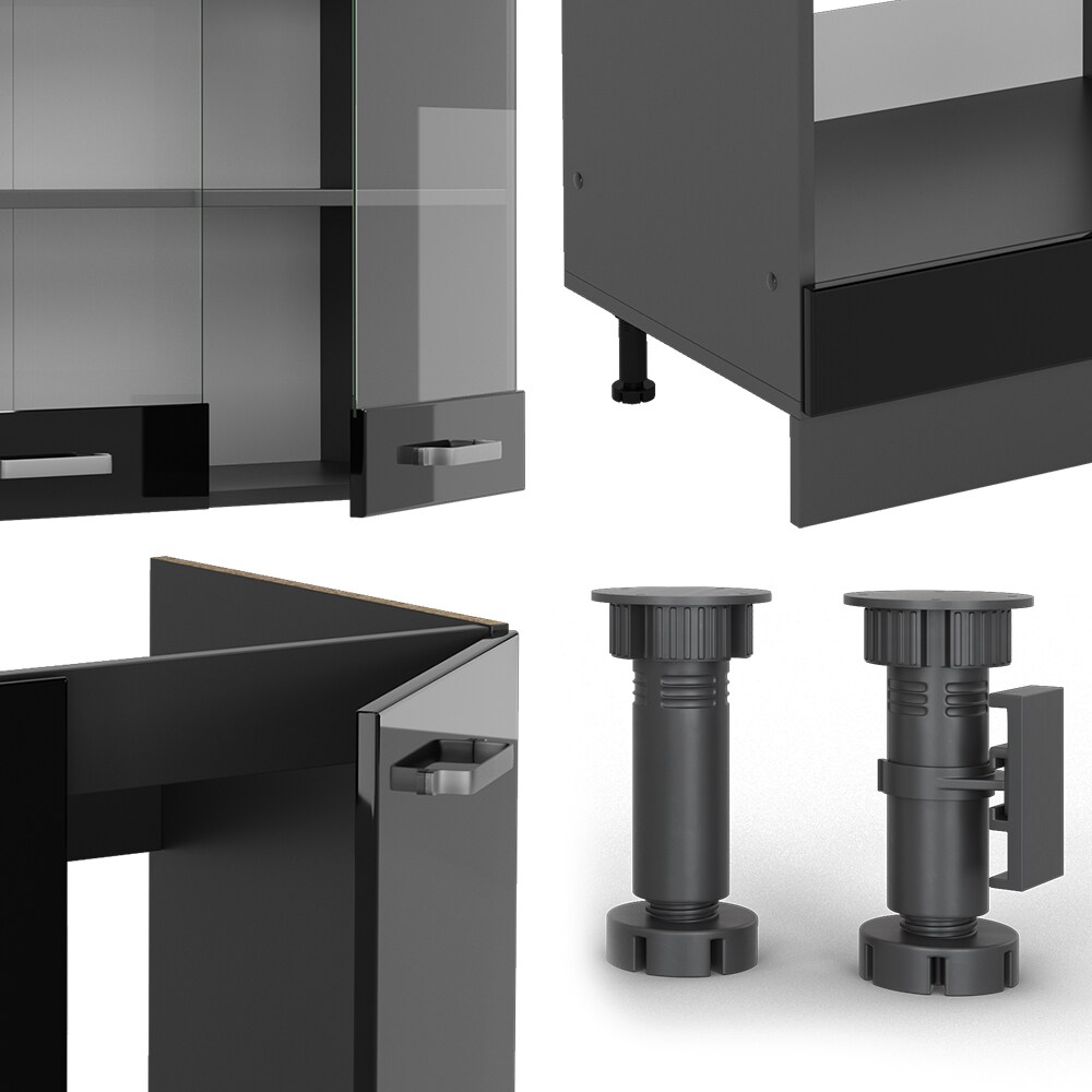 Vicco Eckküche R-Line Solid Anthrazit Schwarz 287x227 cm modern Küchenschränke Küchenmöbel
