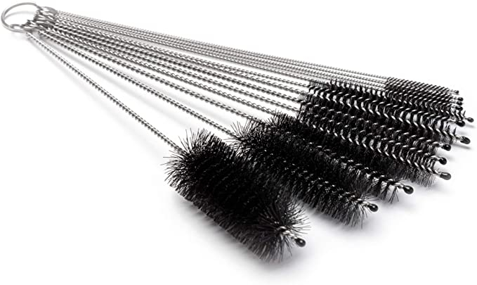 (13er Set) 20cm Kratzfreie Nylon Reinigungs Bürsten für Vasen / Flaschen / Karaffen - Schwarz