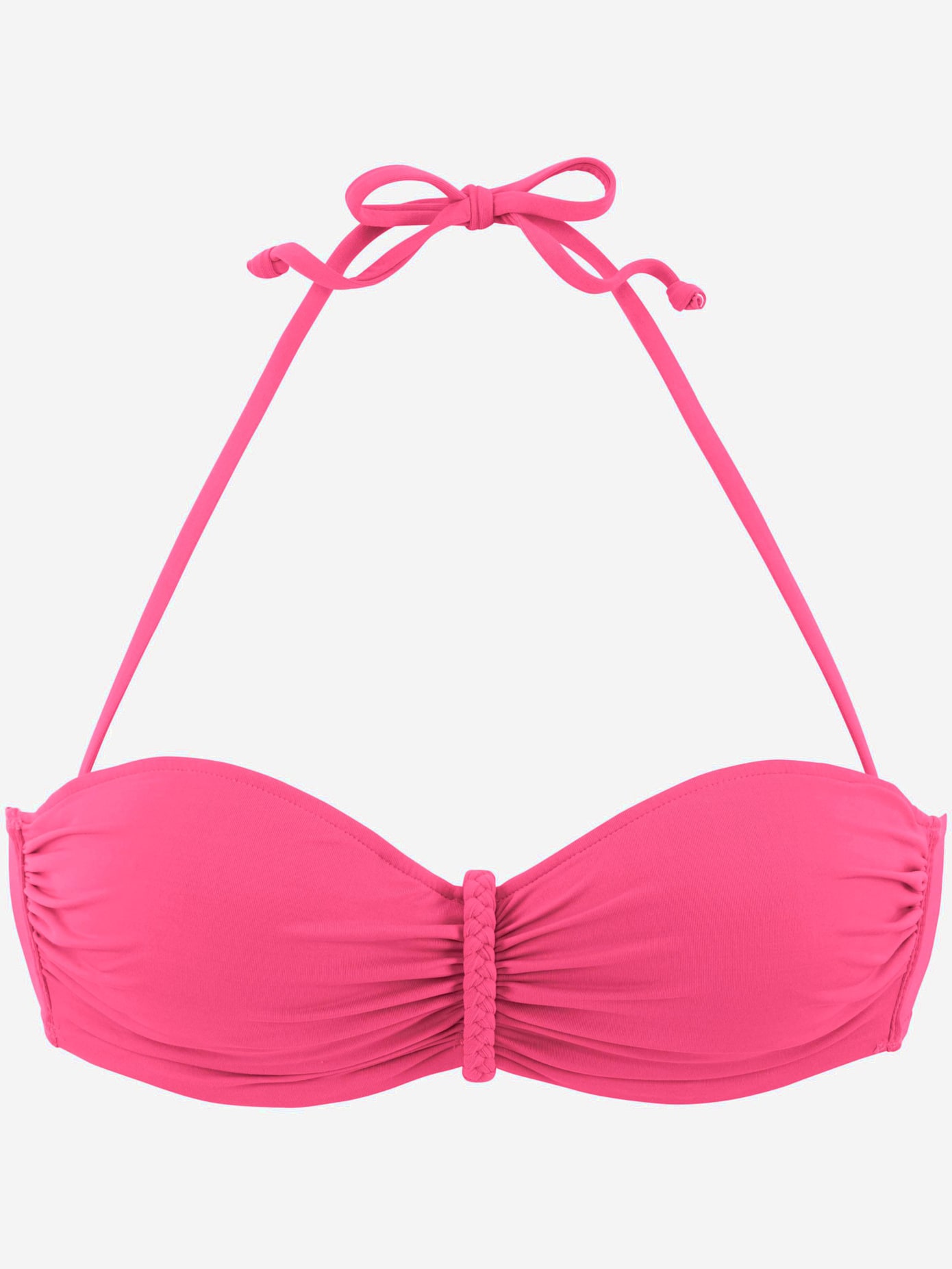 Haut de bikini bandeau à armatures ruban tressé entre les bonnets