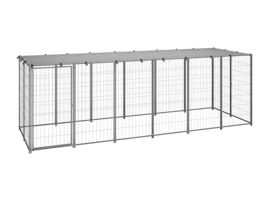 Chenil extérieur cage enclos argenté 330 x 110 x 110 cm 02_0000270