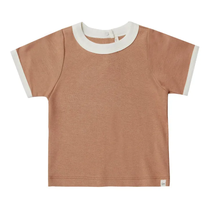 Quincy Mae T-Shirt Coton Bio Bicolore | Marron