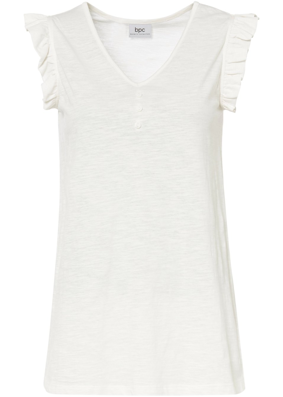 Top en fil flammé avec détail ruché en coton