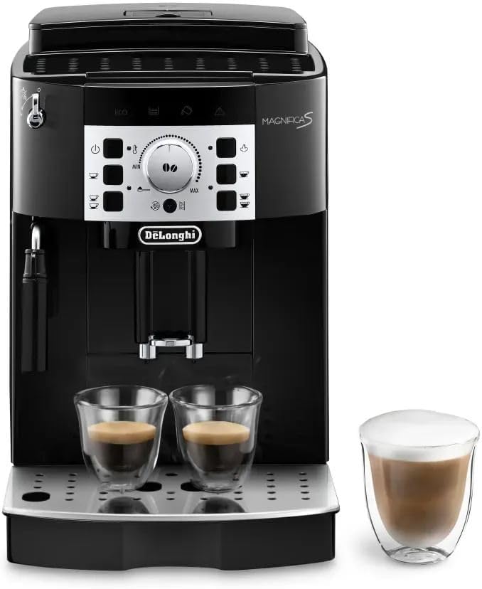 De'Longhi Magnifica S ECAM22.140.B, Vollautomatische Bean-to-Cup-Kaffeemaschine, Benutzerfreundliches Bedienfeld, Anpassbares Aroma und Menge, Manueller Milchaufschäumer, 2-Tassen-Taste, Schwarz